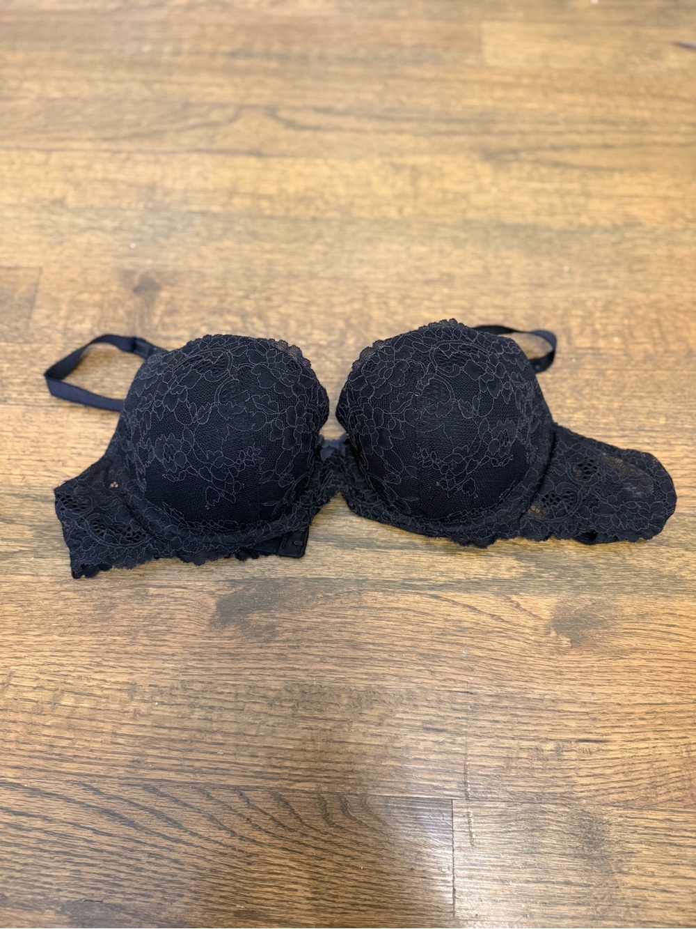 Lace Underwire Victoria Secret Push-Up Bra - Black